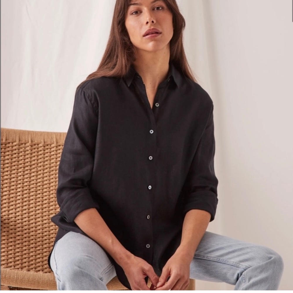 Assembly Label Black Linen Button Down Shirt